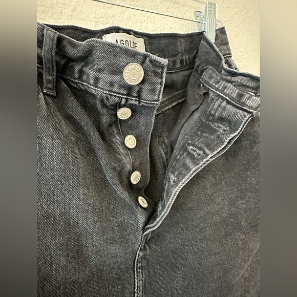 Agolde Charcoal Quinn High-Rise 26 Frayed Mini Skirt - Picture 4 of 10